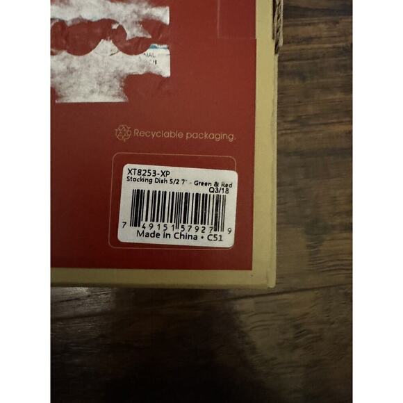 Spode Christmas Tree Stocking Candy Trinket Dishes Set of 2 Red & Green Small 7" - Picture 5 of 7